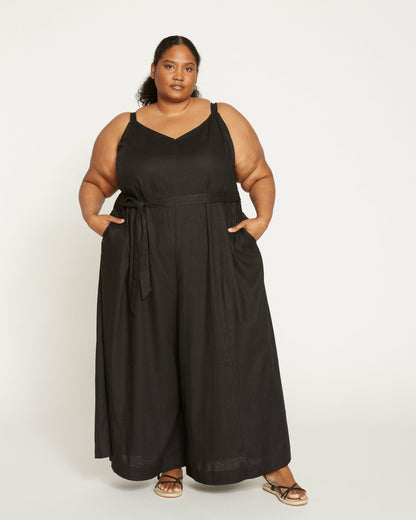 Promenade Linen Blend Jumpsuit - Black | Universal Standard