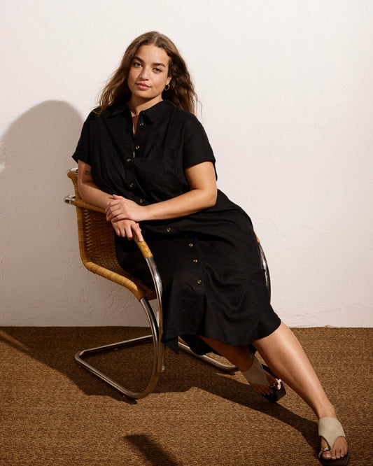 Dune Linen Blend Shirtdress - Black | Universal Standard