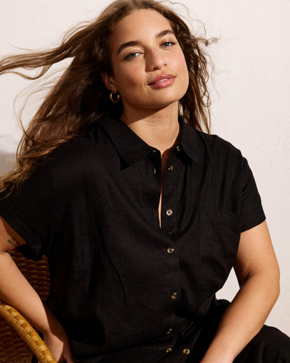 Dune Linen Blend Shirtdress - Black | Universal Standard
