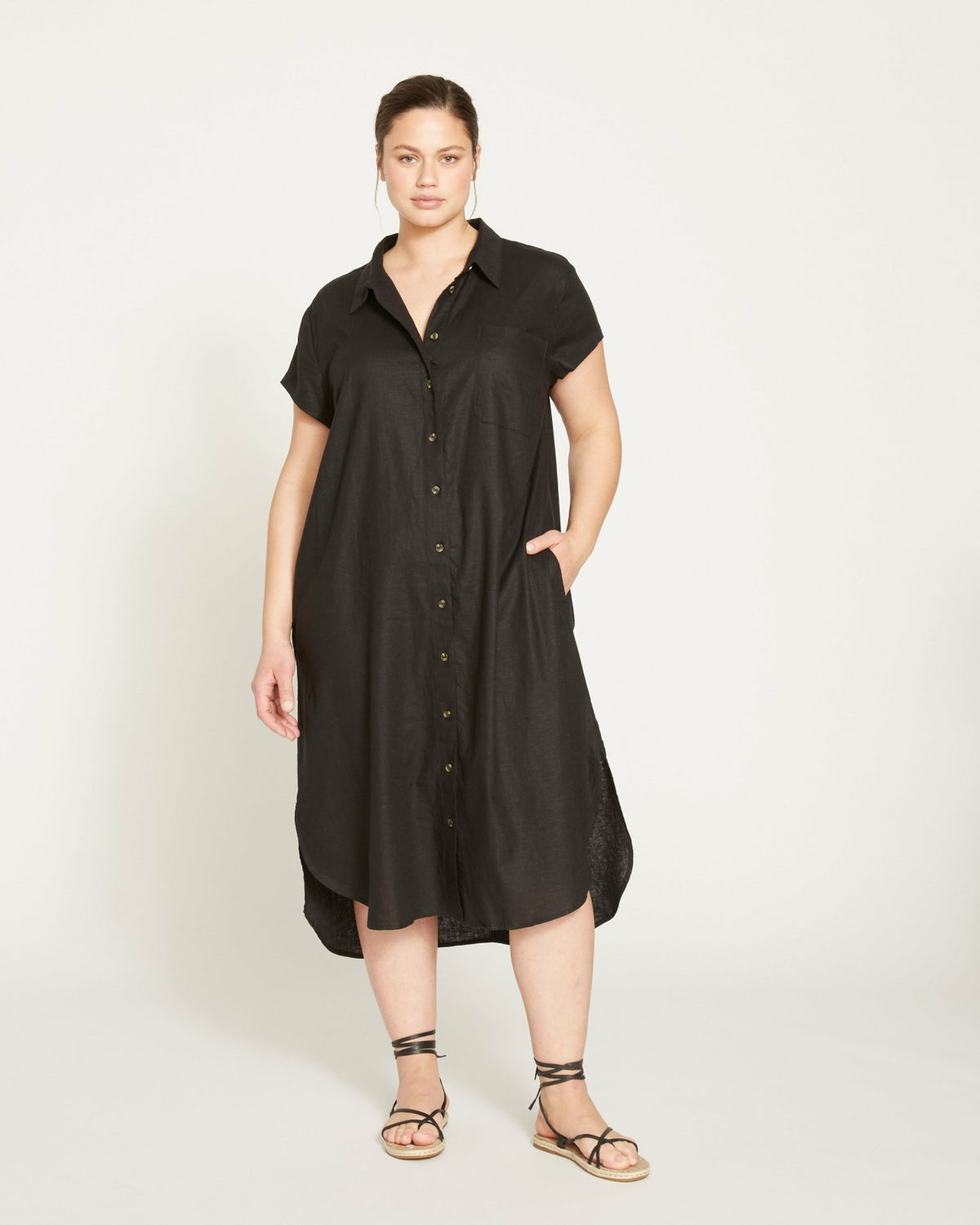 Dune Linen Blend Shirtdress - Black | Universal Standard