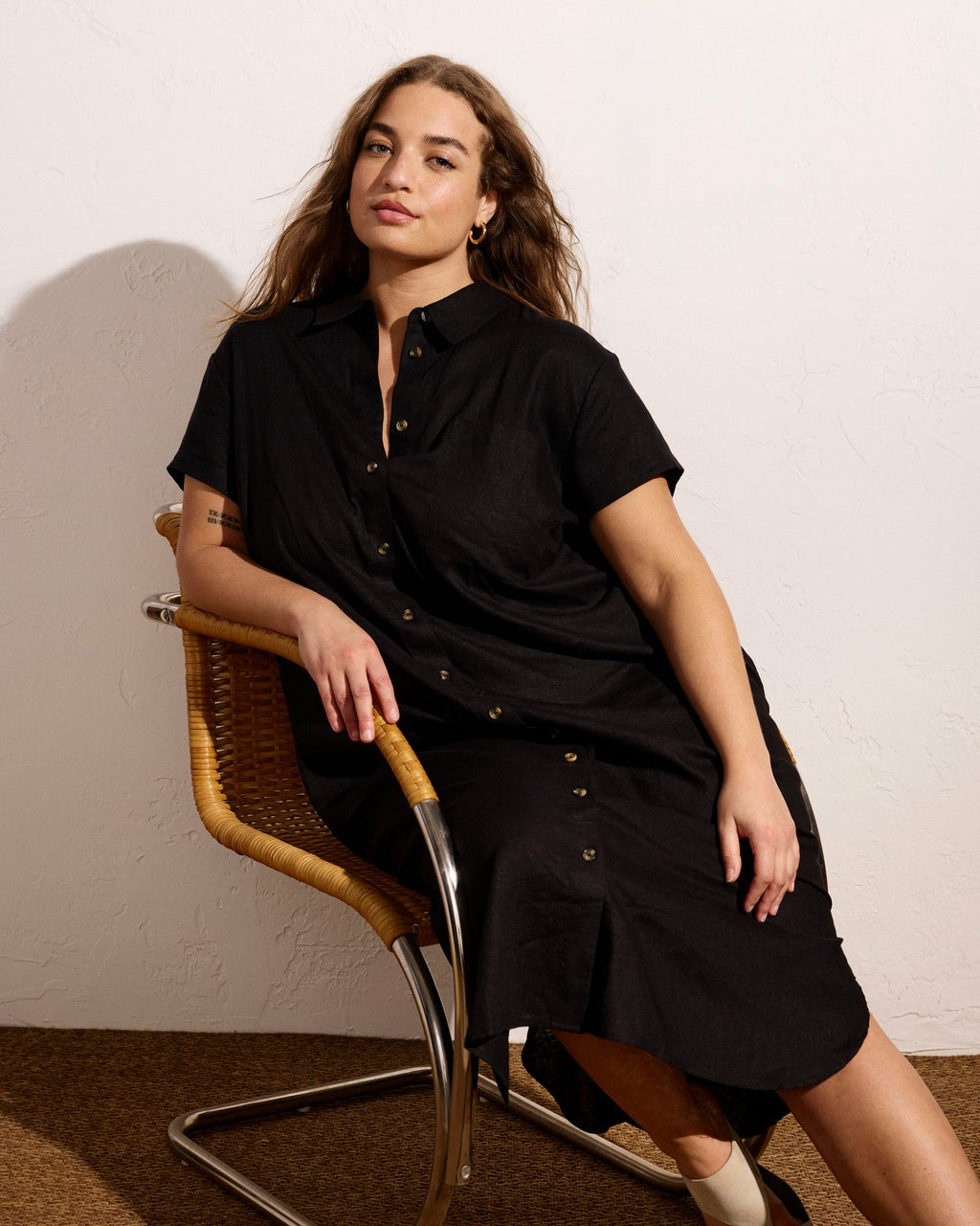 Dune Linen Blend Shirtdress - Black | Universal Standard