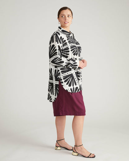 Dawn Linen Blend Hi Low Tunic - Ink Bloom Print | Universal Standard