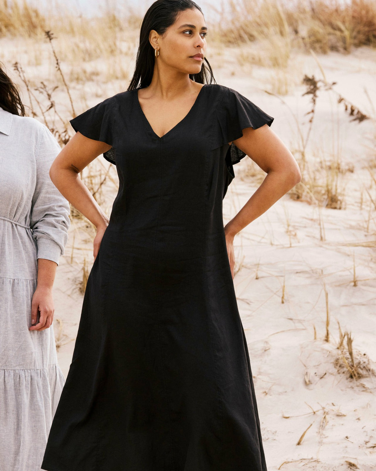 Victoria Linen Blend Dress - Black | Universal Standard