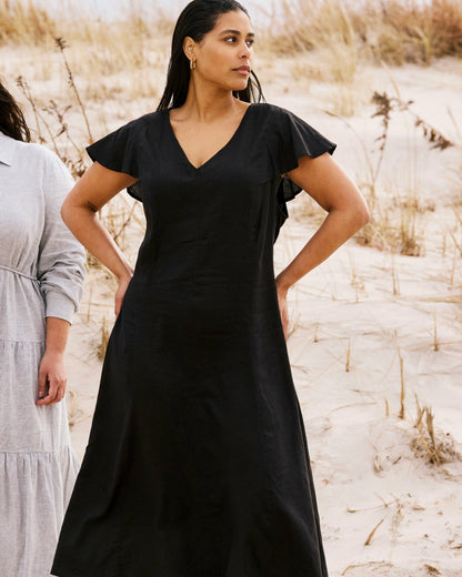 Victoria Linen Blend Dress - Black | Universal Standard