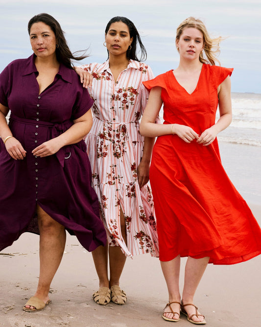 Victoria Linen Blend Dress - Shoreline Sunset | Universal Standard