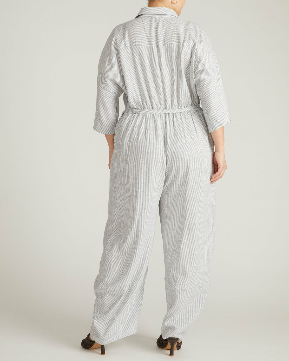 Maggie Barrel Leg Linen Blend Jumpsuit - Beach Stripe | Universal Standard
