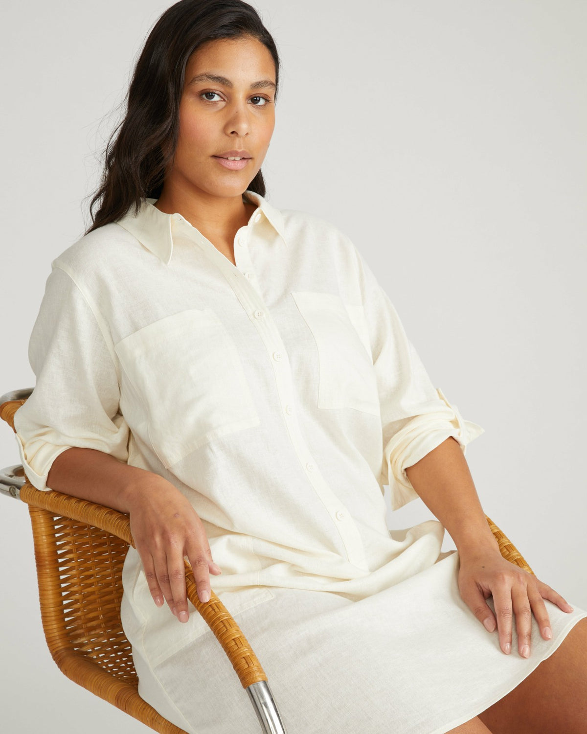 Linen Blend Rubicon Shirtdress - Natural White | Universal Standard