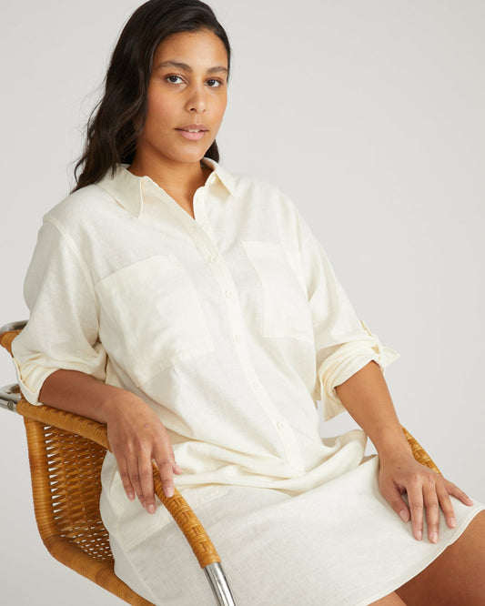 Linen Blend Rubicon Shirtdress - Natural White | Universal Standard