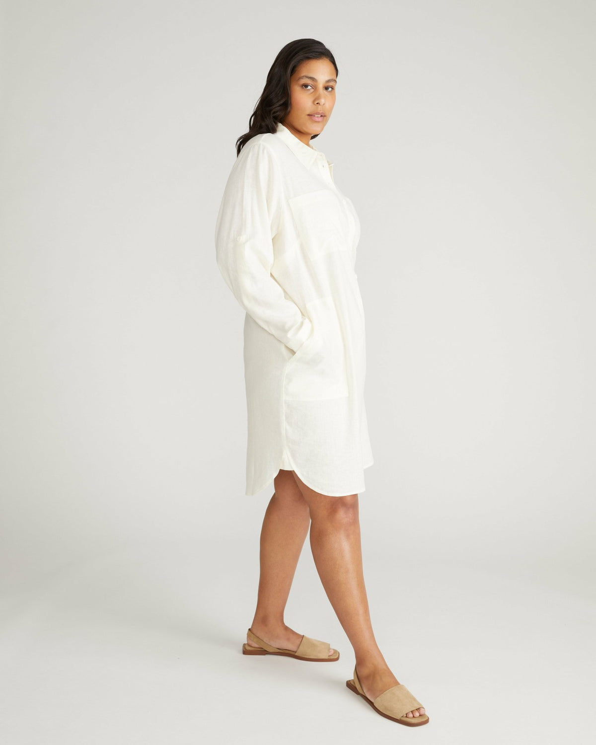 Linen Blend Rubicon Shirtdress - Natural White | Universal Standard