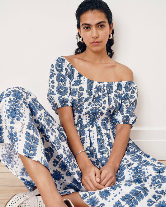 Andrea Linen Blend Dress - Rococo Beach Print | Universal Standard