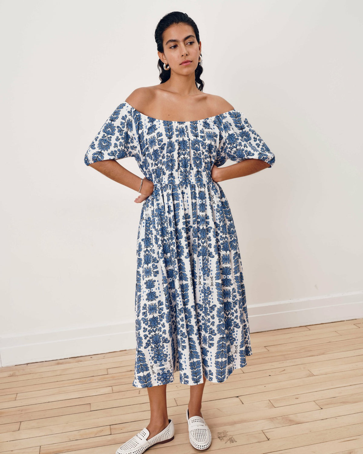 Andrea Linen Blend Dress - Rococo Beach Print | Universal Standard