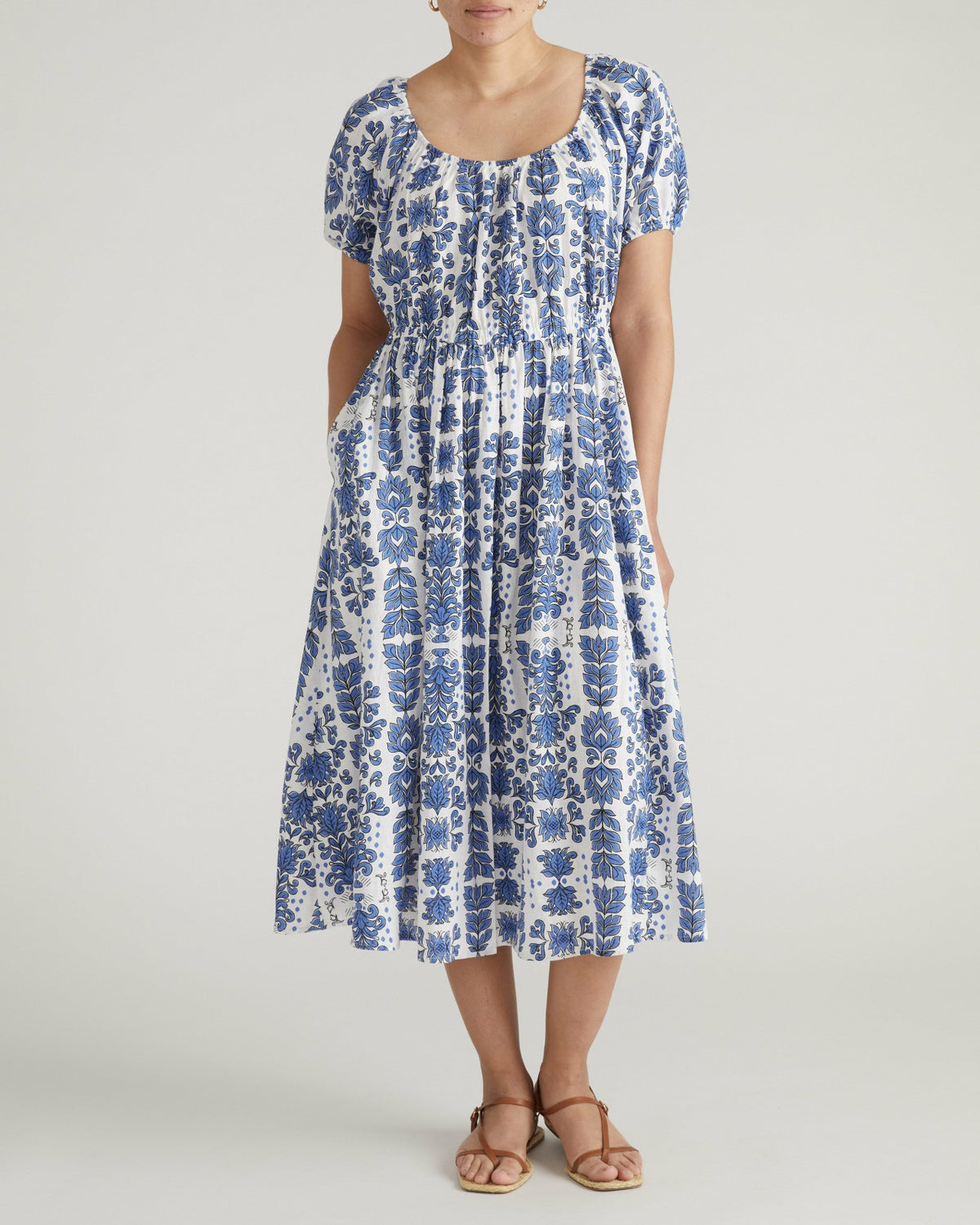 Andrea Linen Blend Dress - Rococo Beach Print | Universal Standard