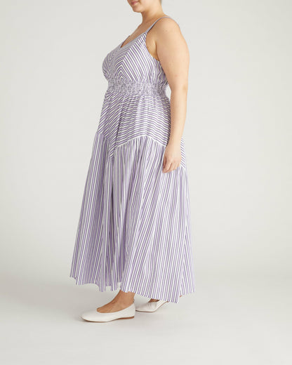 Ruby Smocked Linen Blend Sundress - Lilac Stripe Print | Universal Standard