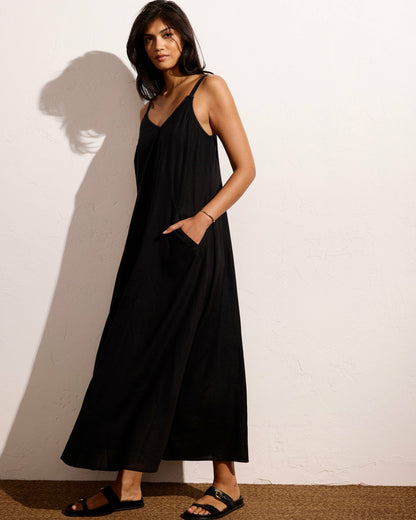 Kite Linen Blend Dress - Black | Universal Standard