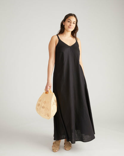Kite Linen Blend Dress - Black | Universal Standard