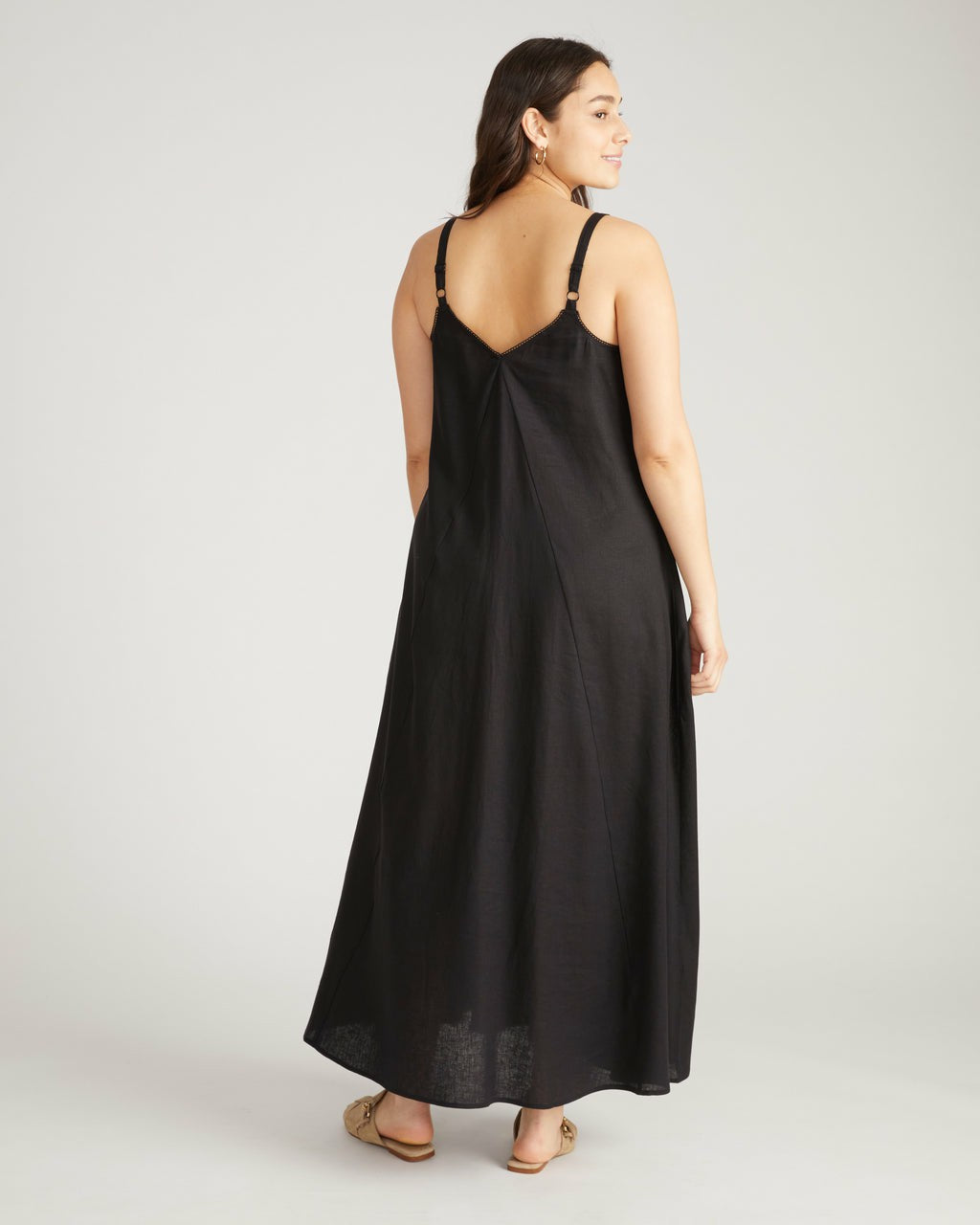 Kite Linen Blend Dress - Black | Universal Standard