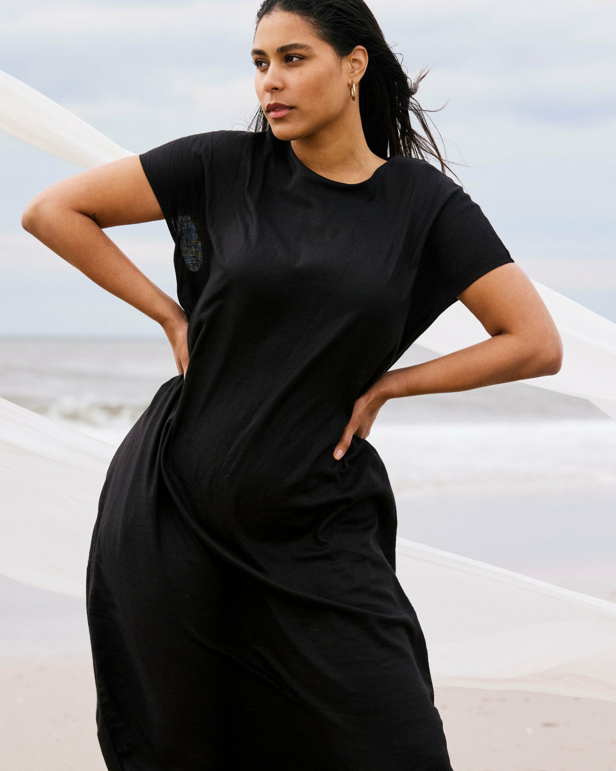 Iconic Stretch Linen Blend Geneva Dress - Black | Universal Standard