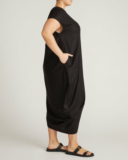 Iconic Stretch Linen Blend Geneva Dress - Black | Universal Standard