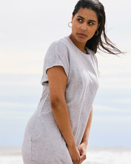 Iconic Stretch Linen Blend Geneva Dress - Beach Stripe | Universal Standard