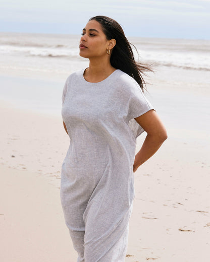 Iconic Stretch Linen Blend Geneva Dress - Beach Stripe | Universal Standard