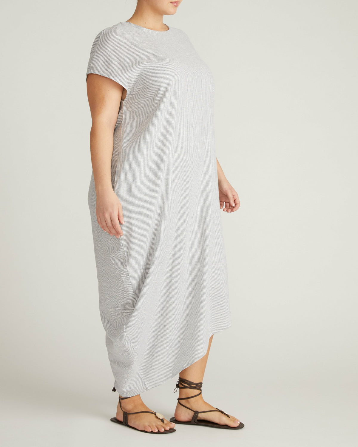 Iconic Stretch Linen Blend Geneva Dress - Beach Stripe | Universal Standard