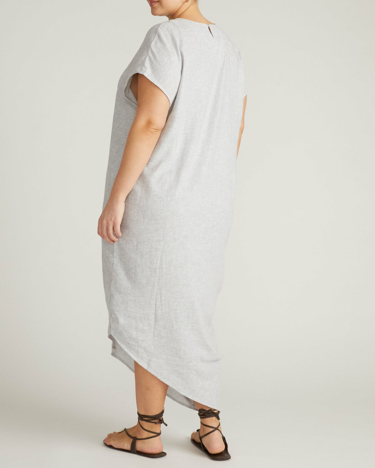 Iconic Stretch Linen Blend Geneva Dress - Beach Stripe | Universal Standard