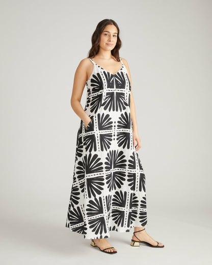 Kite Linen Blend Dress - Ink Bloom Print | Universal Standard