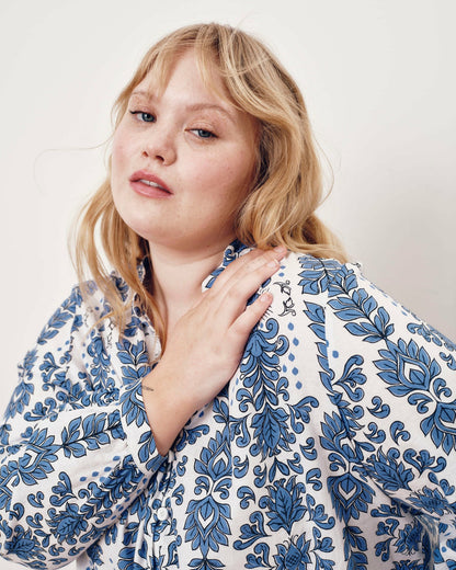 Avalon Linen Blend Blouse - Rococo Beach Print | Universal Standard