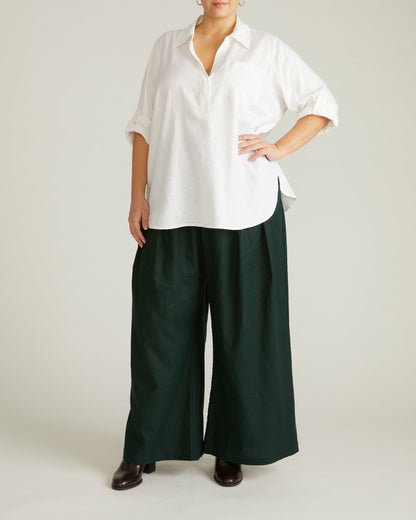 Button Back Linen Blend Polo Shirt - Bright White | Universal Standard