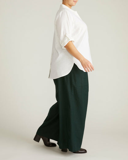 Button Back Linen Blend Polo Shirt - Bright White | Universal Standard