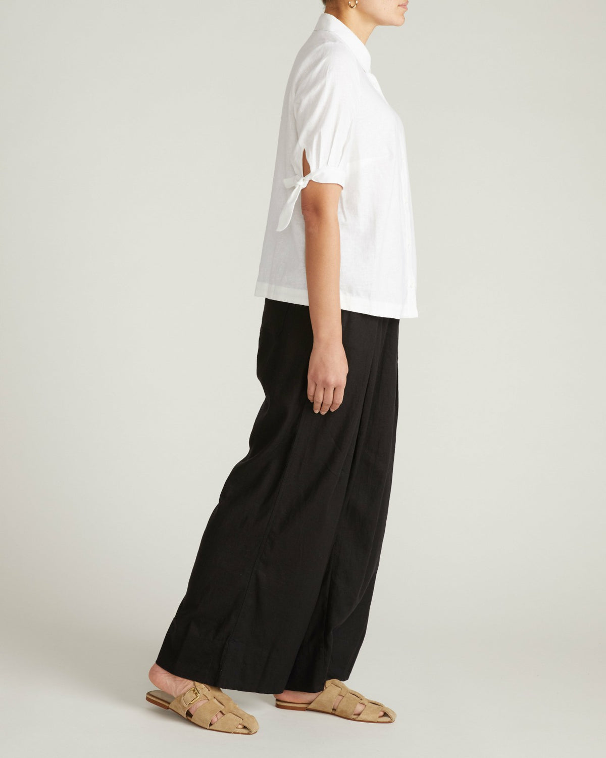 Luisa Short Sleeve Linen Blend Shirt - White | Universal Standard