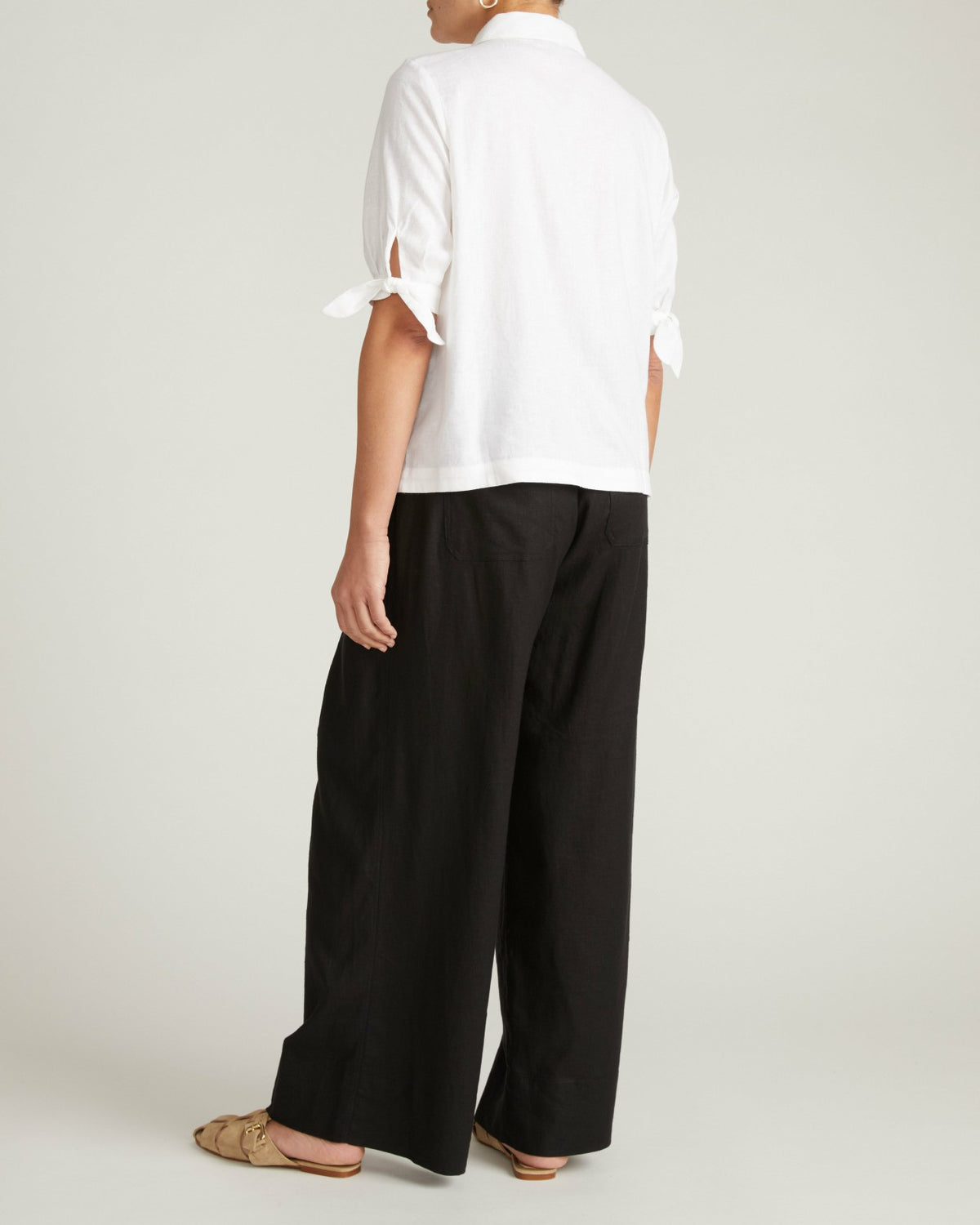 Luisa Short Sleeve Linen Blend Shirt - White | Universal Standard