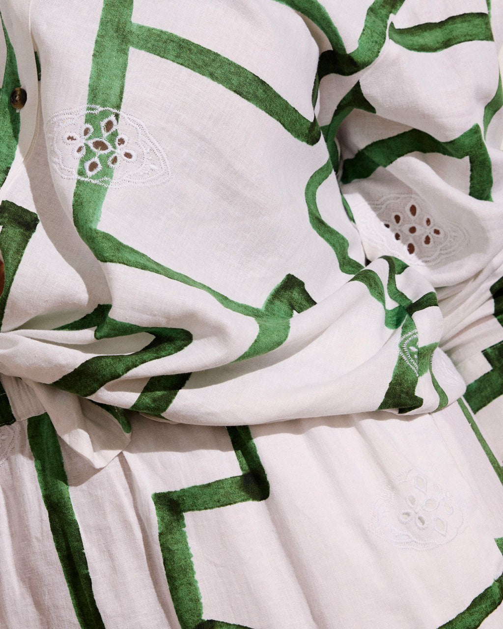 Dawn Linen Blend Hi Low Tunic - Green Paint Print | Universal Standard