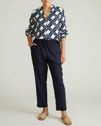 Avalon Linen Blend Blouse - Geometrica Print | Universal Standard