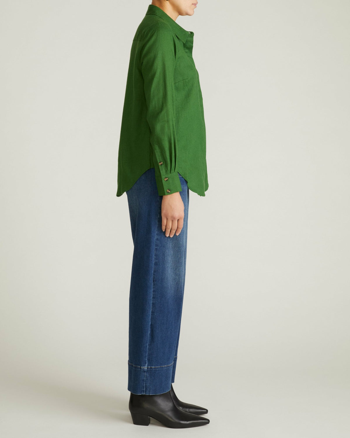 Elbe Stretch Linen Blend Shirt - Green Park | Universal Standard