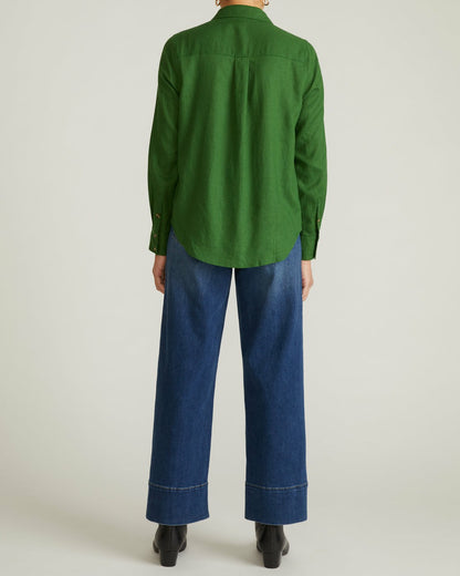 Elbe Stretch Linen Blend Shirt - Green Park | Universal Standard