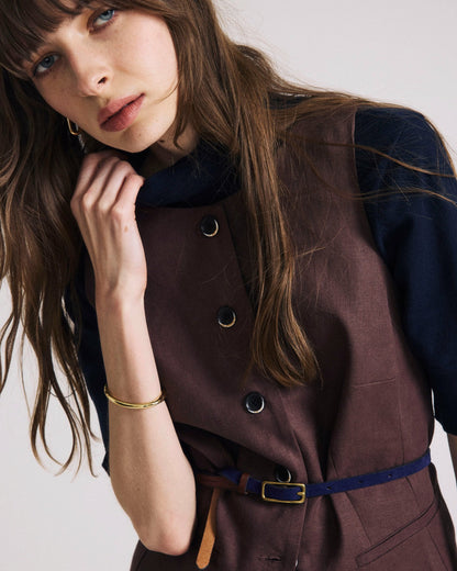 Tamsin Stretch Linen Blend Vest - Sophisticated Brown | Universal Standard