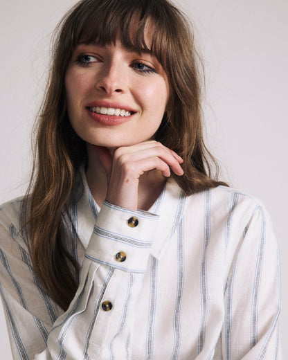 Elbe Stretch Linen Blend Shirt - Mayfair Stripe | Universal Standard