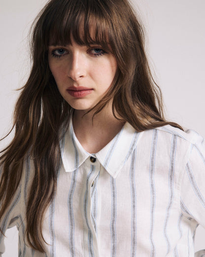 Elbe Stretch Linen Blend Shirt - Mayfair Stripe | Universal Standard
