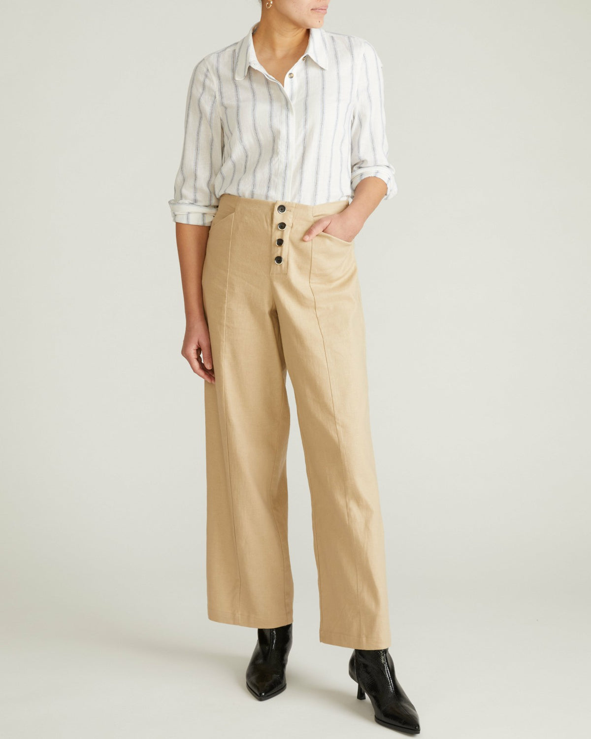 Elbe Stretch Linen Blend Shirt - Mayfair Stripe | Universal Standard