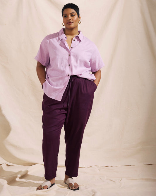 Sayville Linen Blend Drawstring Pant - Acai | Universal Standard