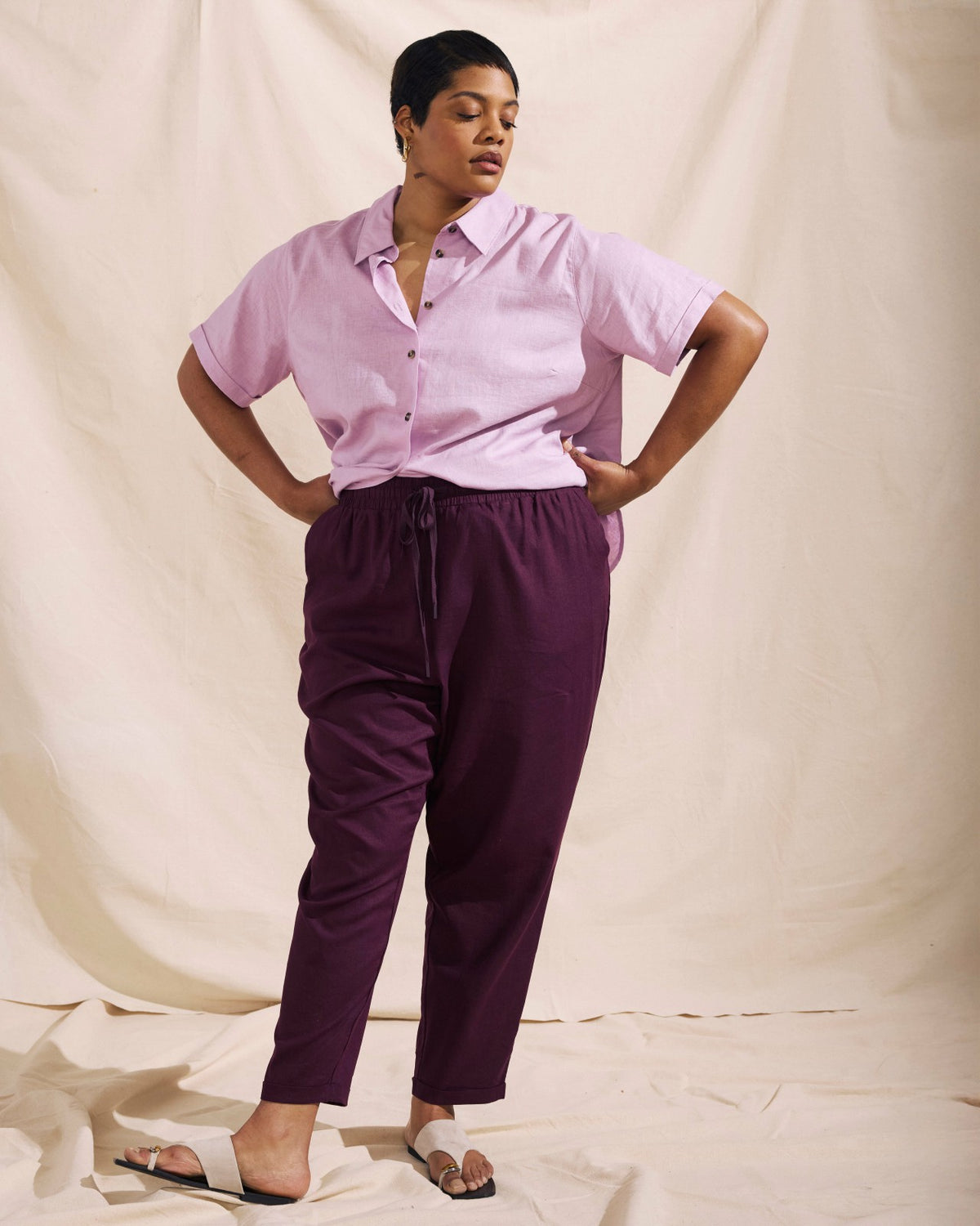Sayville Linen Blend Drawstring Pant - Acai | Universal Standard