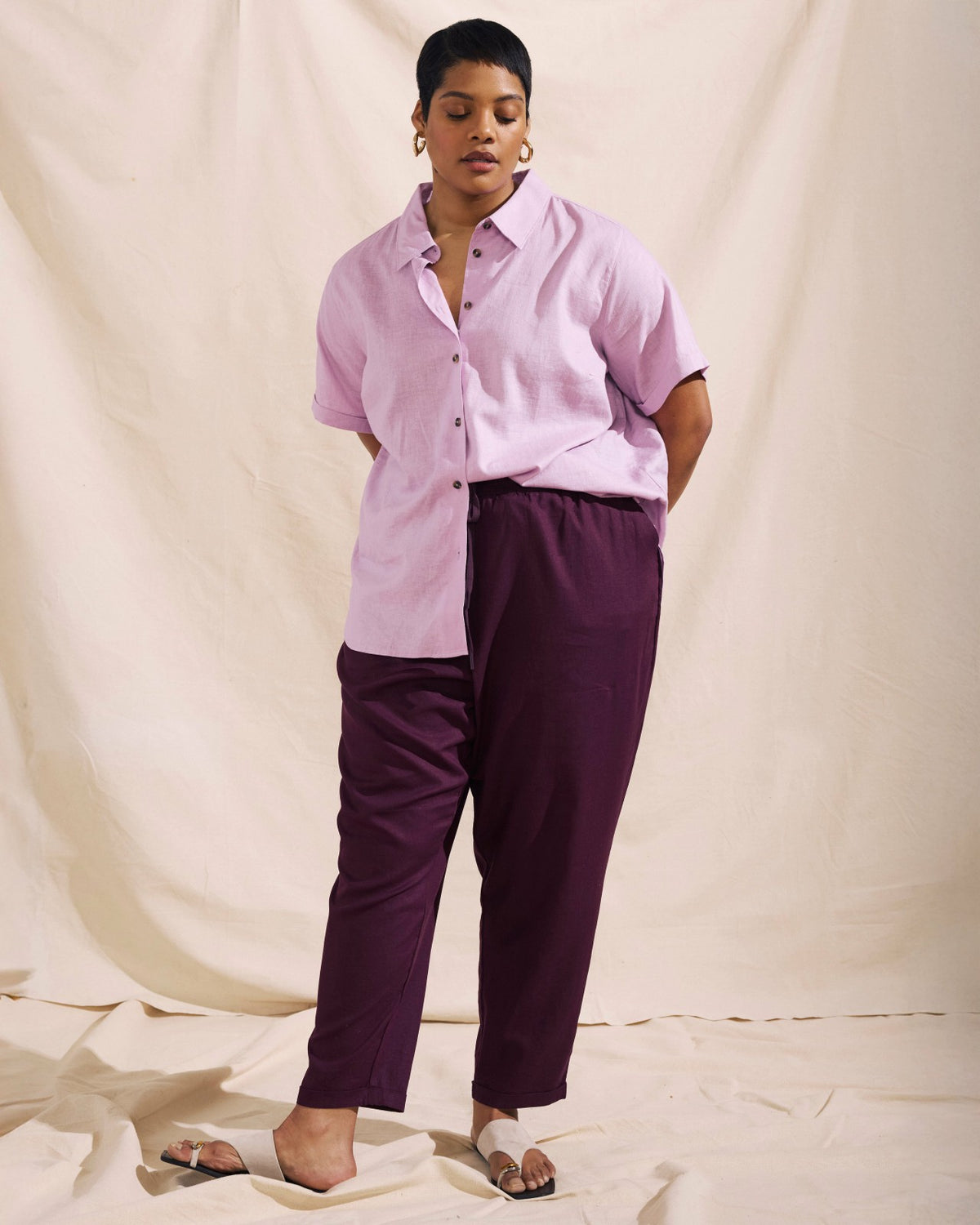 Sayville Linen Blend Drawstring Pant - Acai | Universal Standard