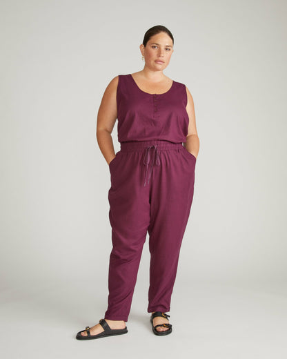 Sayville Linen Blend Drawstring Pant - Acai | Universal Standard