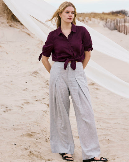 Marley Wide Leg Linen Blend Pants - Beach Stripe | Universal Standard