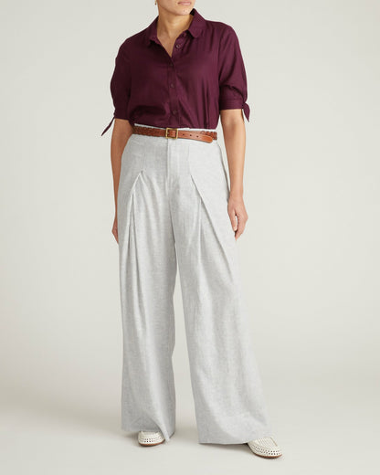 Marley Wide Leg Linen Blend Pants - Beach Stripe | Universal Standard