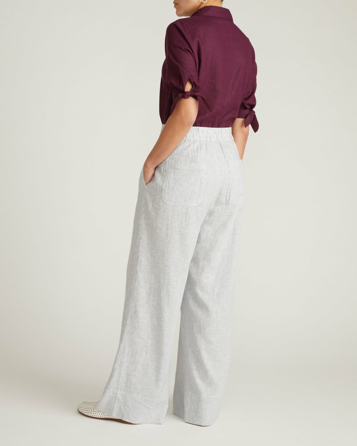 Marley Wide Leg Linen Blend Pants - Beach Stripe | Universal Standard