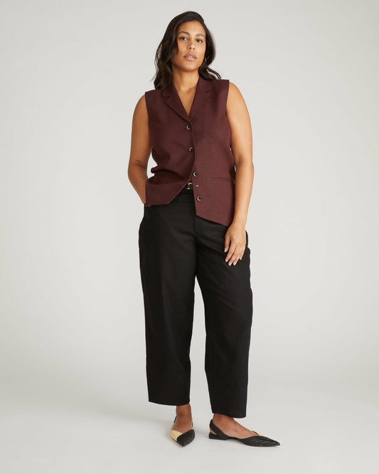 Lou Barrel Leg Linen Blend Pants - Black | Universal Standard