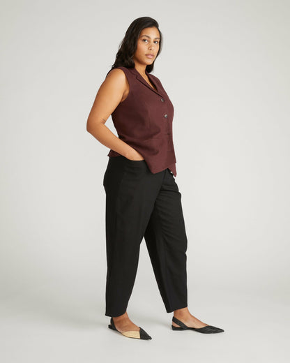 Lou Barrel Leg Linen Blend Pants - Black | Universal Standard
