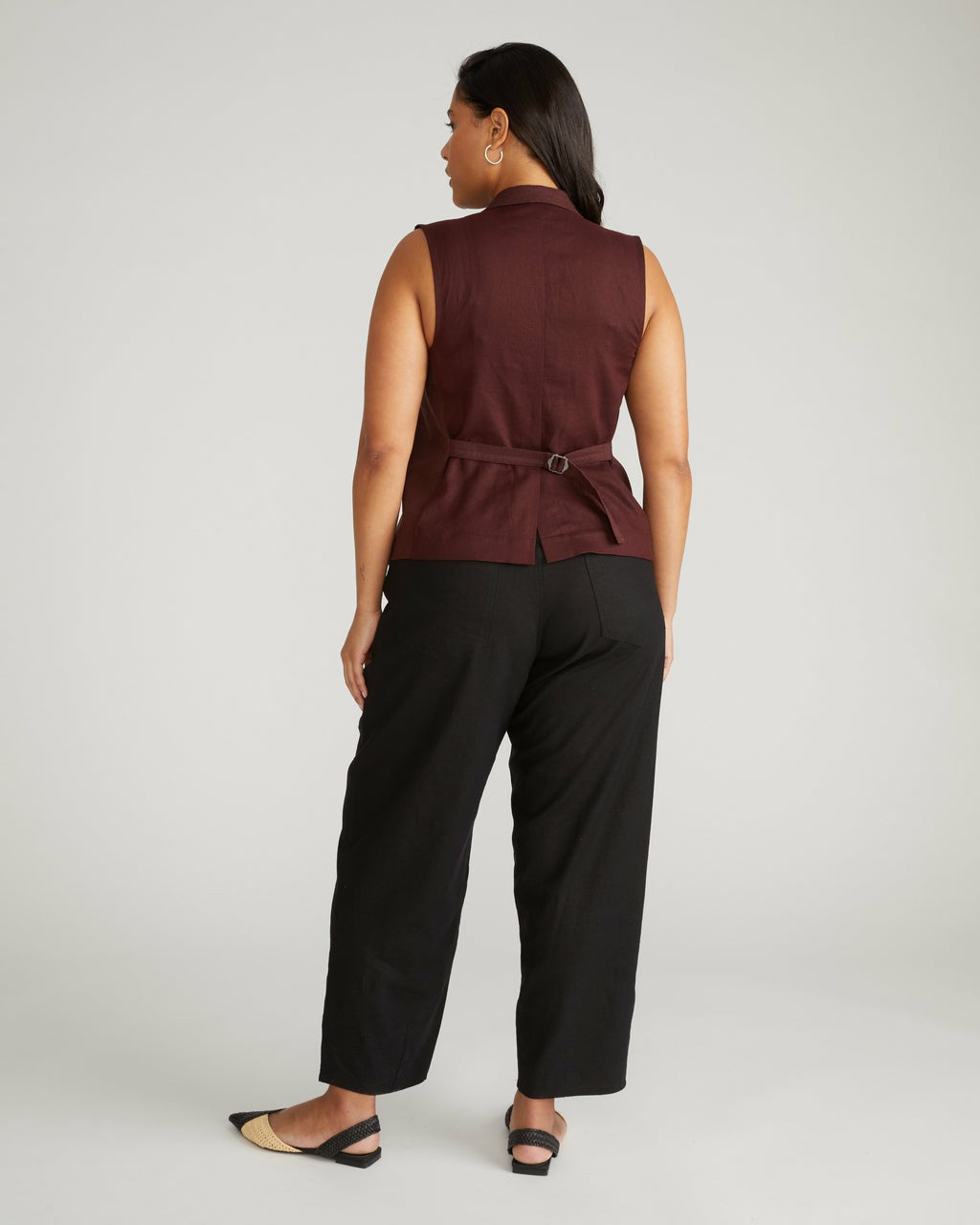 Lou Barrel Leg Linen Blend Pants - Black | Universal Standard
